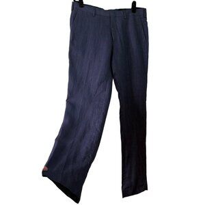 H&M Men's 100% Linen Slim Fit Navy Blue Dress Pants Trousers Size 34 33" Inseam